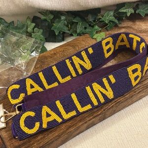 Callin' Baton Rouge Beaded Purse Strap • Purple/Yellow 44" NWT